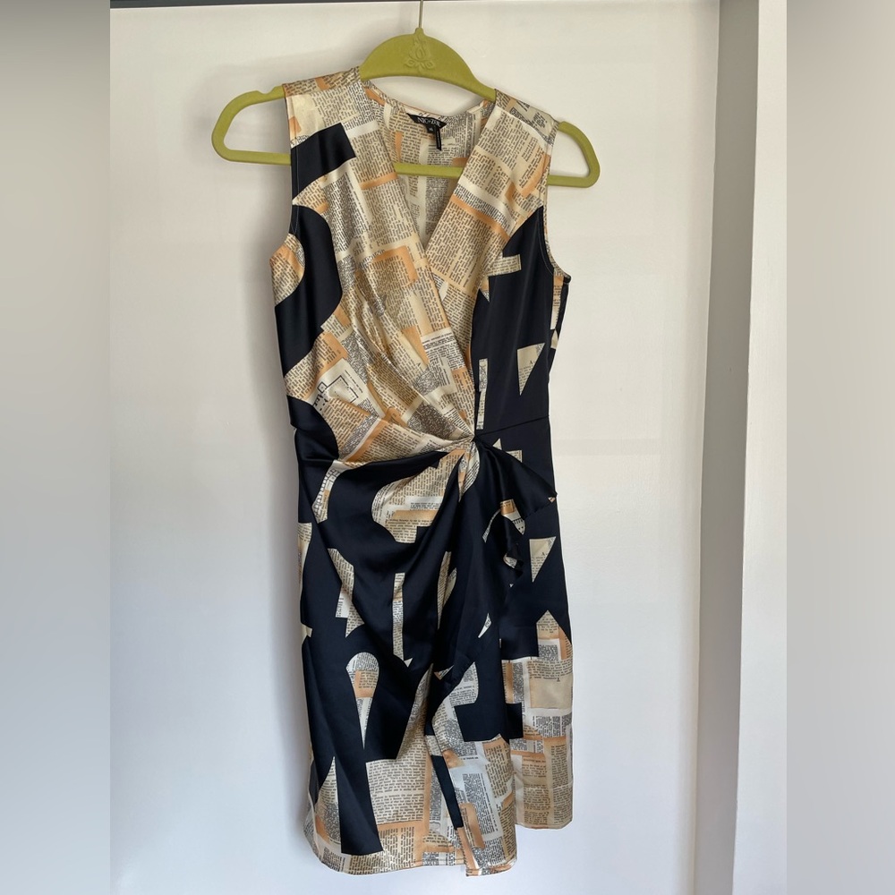 Nic + Zoe Black and Cream Wrap Dress XS